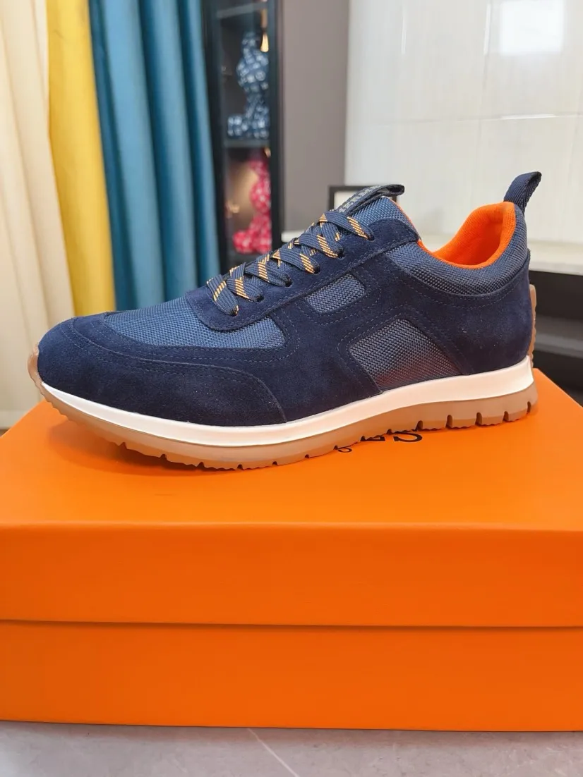 Men's shoes 💰440🌸🌸[HERMES] Hermès sneakers, the upper is made of calfskin and mesh, imported materials, full of texture, the lightweight sole is decorated with contrasting patterns, creating a versatile fashion style. Size: 38-44
